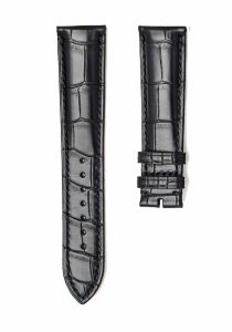 Black Alligator Leather Watch Strap MediumThick Front View For Omega De Ville 424.13.40