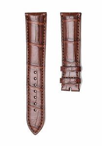 Brown Alligator Leather Watch Strap Thick Front View For Omega De Ville 424.13.40