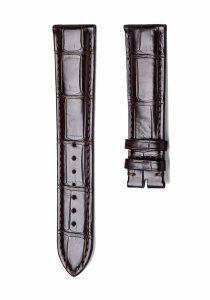 Dark Brown Glossy Alligator Leather Watch Band With Pin Buckle Fit Omega De Ville Ref 424.13.40.20.02.001 433.33.41.21.03.001