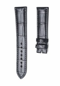 Gray Glossy Alligator Leather Watch Band With Pin Buckle Fit Omega De Ville Ref 424.13.40.20.02.001 433.33.41.21.03.001