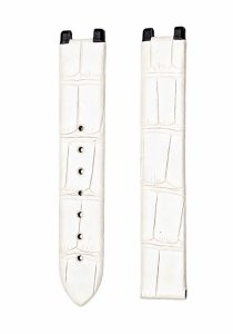 White Glossy Alligator Leather Watch Strap For Omega De Ville Ladymatic Ref 425.68.34.20.51.001