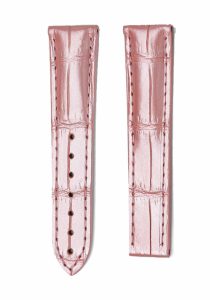 Pink Alligator Leather Watch Strap Front View For Omega Speedmaster 324.38.38.50.55.001