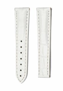 White Alligator Leather Watch Strap Front View For Omega Speedmaster 324.38.38.50.55.001