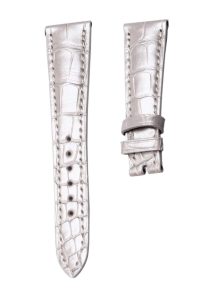 Patek Philippe Complications 4936R-001 Alligator Leather Watch Strap Cane Grain Gloss Silver Front