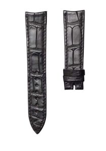 Thin Curved End Black Cane-Grain Alligator Leather Watch Strap For Piaget Altiplano G0A35131