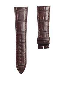 Thin Curved End Brown Cane-Grain Alligator Leather Watch Strap For Piaget Altiplano G0A35131