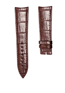 Curved End Brown Cane-Grain Alligator Leather Watch Strap For Piaget Black Tie G0A37112, Brown