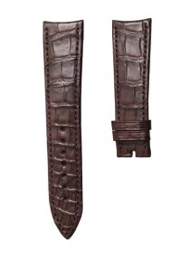 Curved End Brown Cane-Grain Alligator Leather Watch Strap For Piaget Black Tie G0A37112, Dark Brown