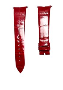 Gloss Burgundy Cane Grain Alligator Watch Strap For Piaget Limelight Gala G0A38160