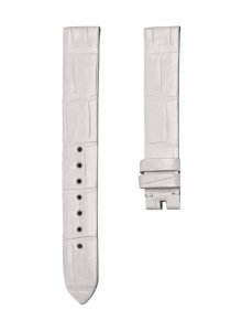 White Cane-Grain Alligator Leather Watch Strap For Tiffany & Co CT60 34mm