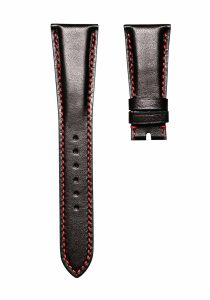 Smooth Calf Leather Watch Strap Black Red Liner Without Buckle For Tudor Fastrider M42000CR-0002