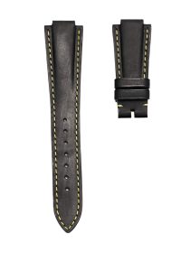 Horween Crazy Horse Leather Watch Strap Black Yellow Stitch 12mm Without Buckle For Tudor Pelagos 91210N