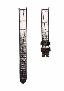 Black cane grain alligator leather watch strap for Van Cleef & Arpels Alhambra VCARD21800