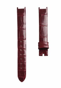 Burgundy cane grain alligator leather watch strap for Van Cleef & Arpels Alhambra VCARD21800