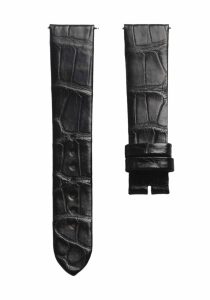 Black cane grain alligator leather watch strap for Van Cleef & Arpels Charms VCARM93500