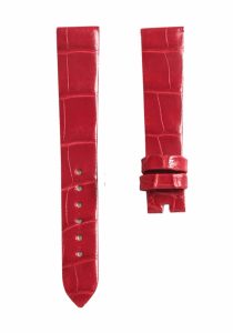 Bright red cane grain alligator leather watch strap for Van Cleef & Arpels Charms VCARM93500