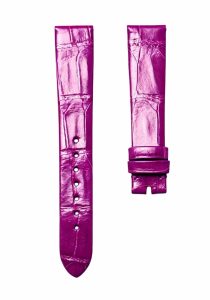 Magenta cane grain alligator leather watch strap for Van Cleef & Arpels Charms VCARM93500