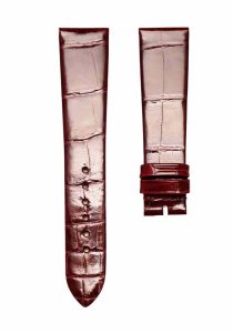 Wine red cane grain alligator leather watch strap for Van Cleef & Arpels Charms VCARM93500