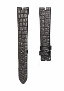 Black round grain alligator leather watch strap for Van Cleef & Arpels Poetic Complications VCARN9VI00