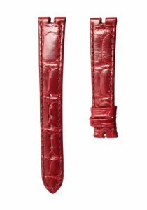 Burgundy cane grain alligator leather watch strap for Van Cleef & Arpels Poetic Complications VCARN9VI00