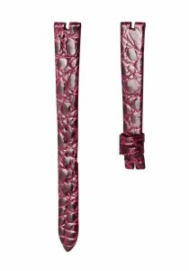 Gloss burgundy round‑grain unstitch alligator leather watch strap with pin buckle for Van Cleef & Arpels Poetic Complications VCARN9VI00