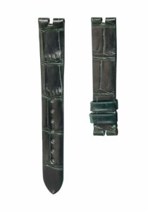 Gloss dark‑green cane grain alligator leather watch strap for Van Cleef & Arpels Poetic Complications VCARN9VI00