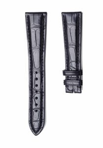Black Alligator Leather Watch Strap Front View For Zenith Elite 01.C493